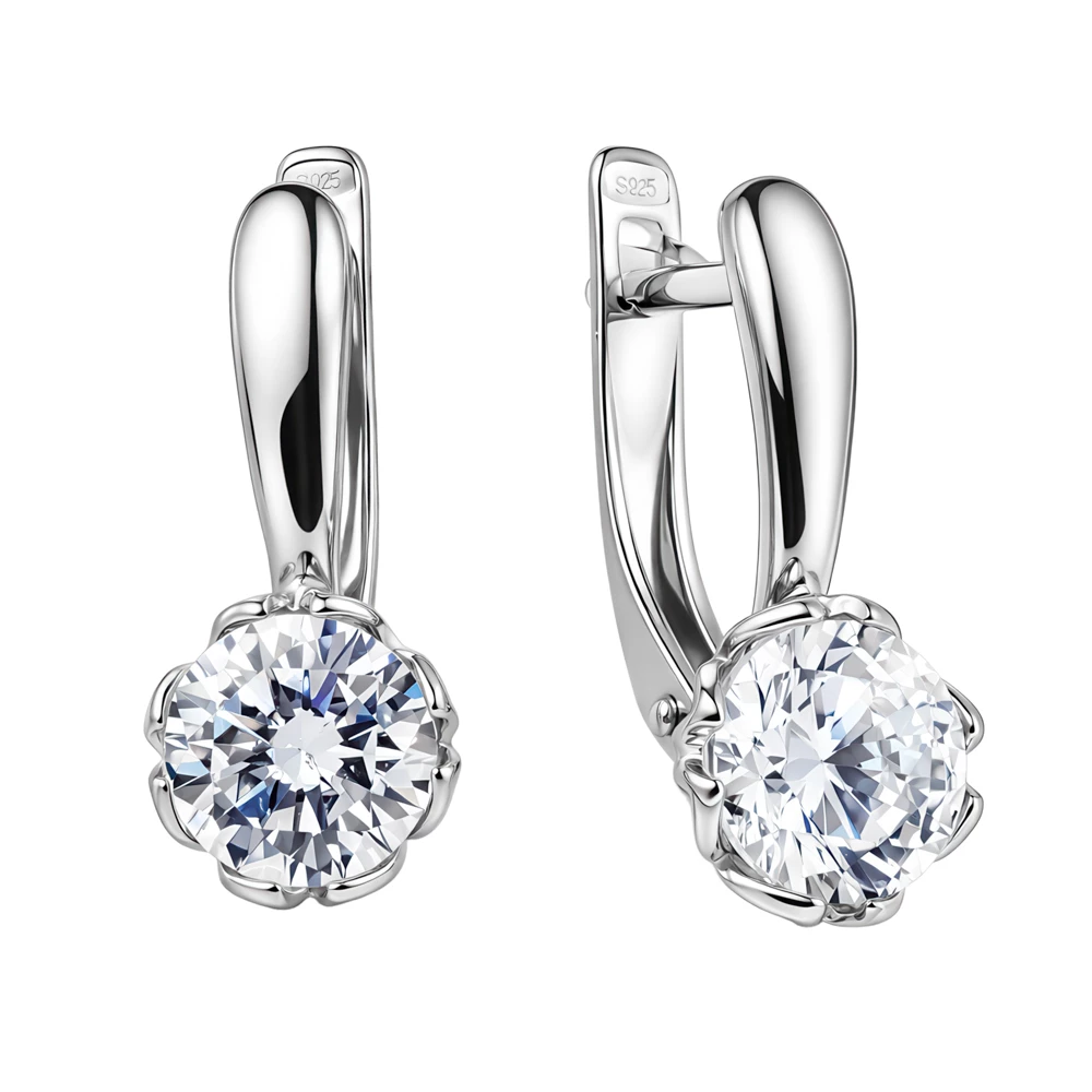 Серьги с фианитами из серебра 925 пробы
