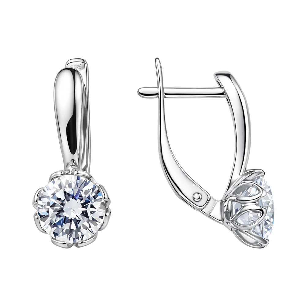 Серьги с фианитами из серебра 925 пробы