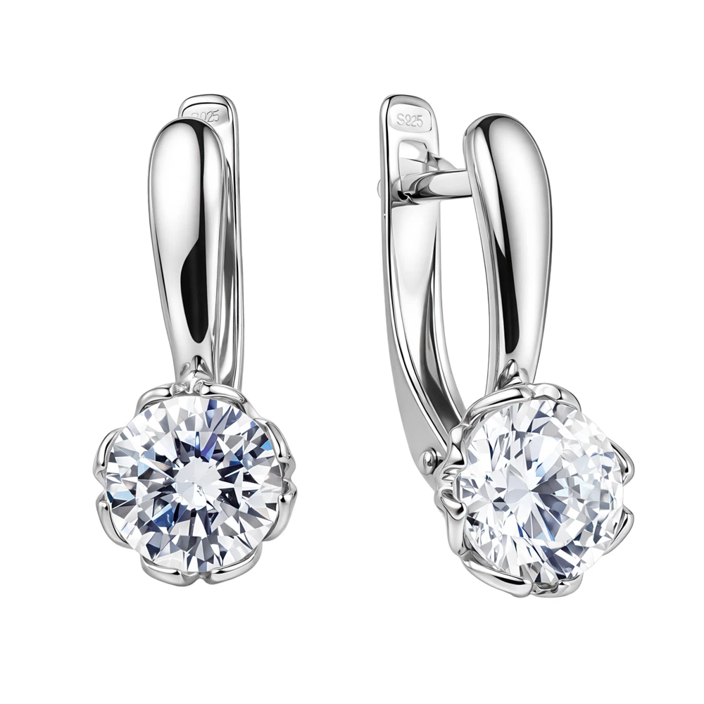 Серьги с фианитами из серебра 925 пробы