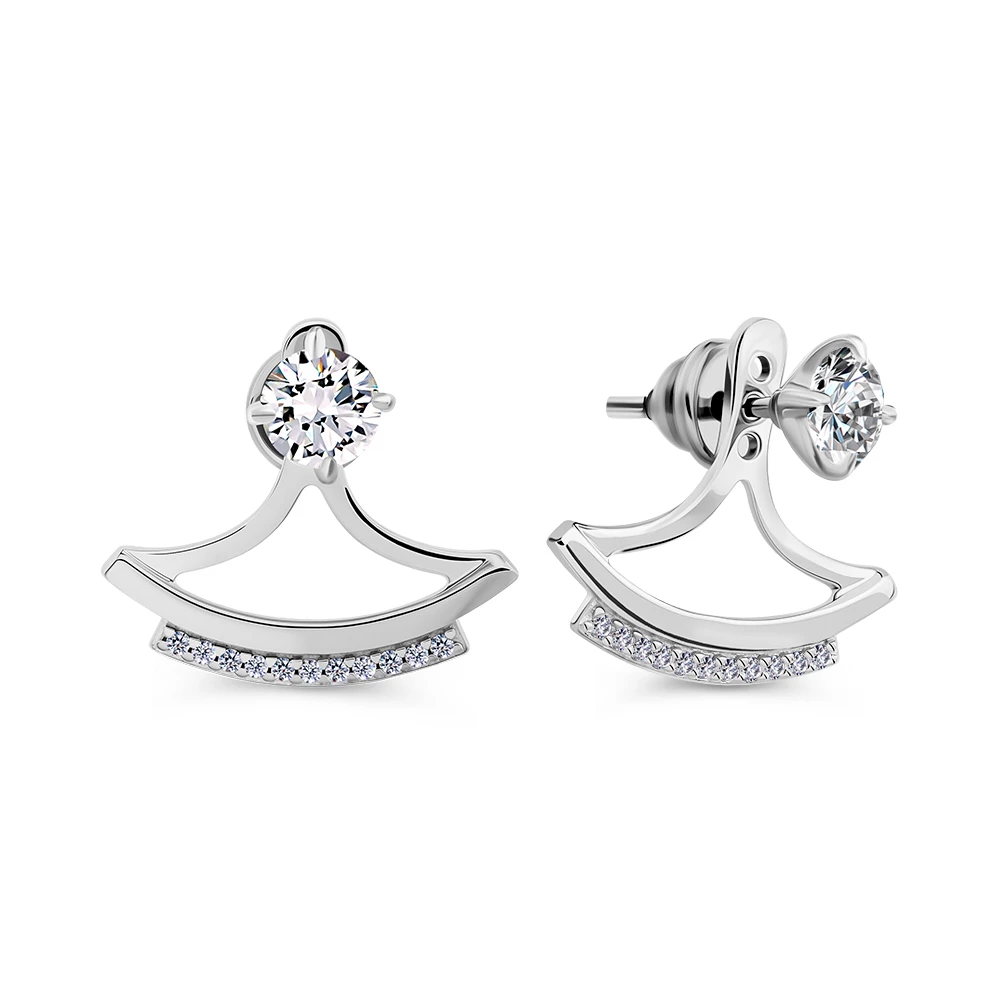 Серьги с фианитами из серебра 925 пробы