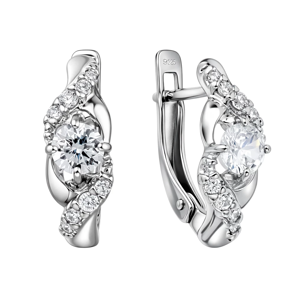 Серьги с фианитами из серебра 925 пробы