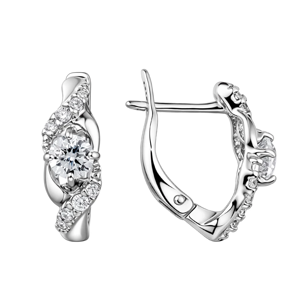 Серьги с фианитами из серебра 925 пробы