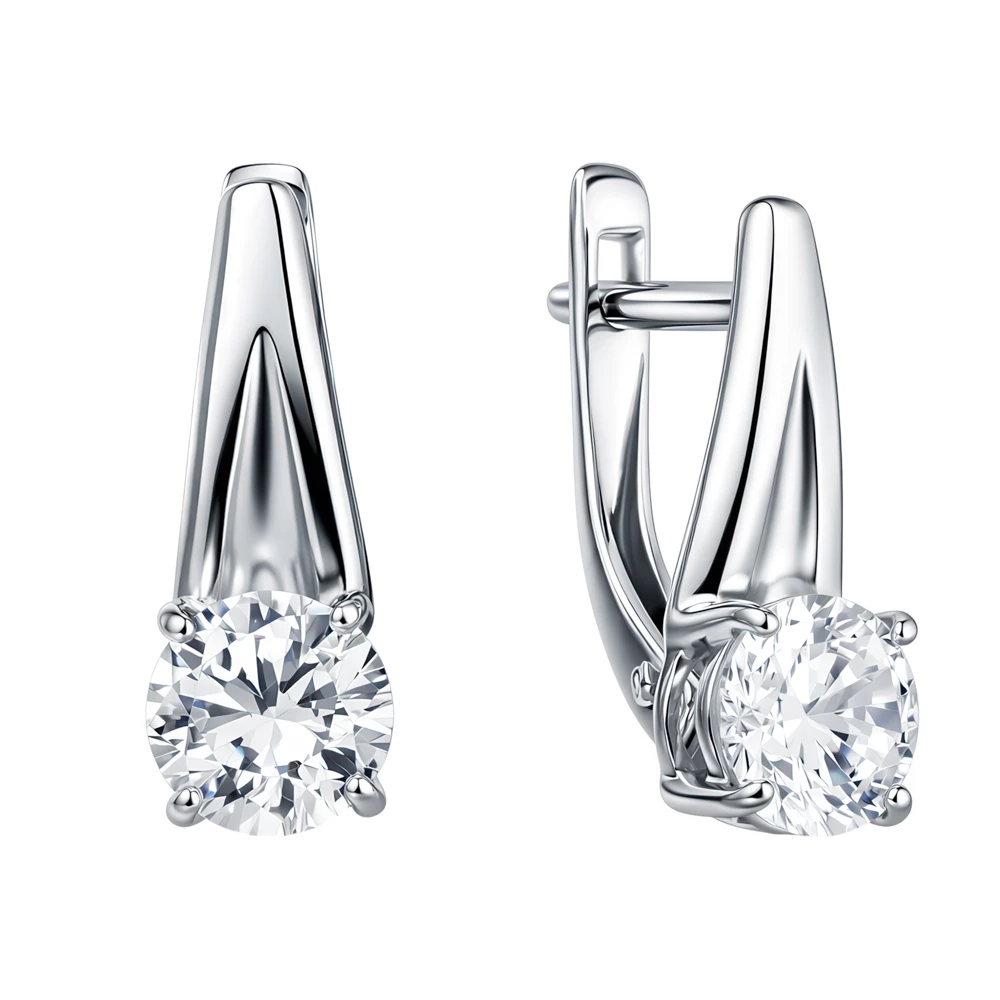 Серьги с фианитами из серебра 925 пробы