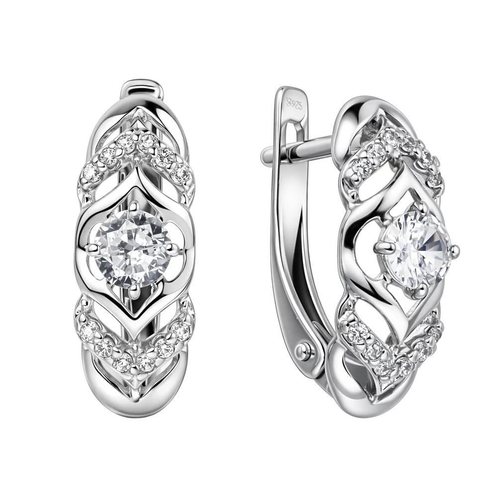Серьги с фианитами из серебра 925 пробы