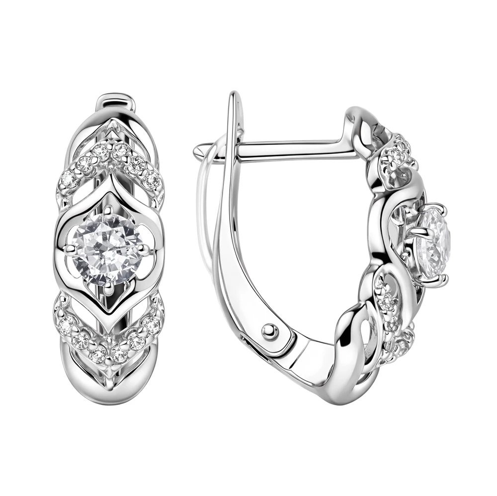 Серьги с фианитами из серебра 925 пробы