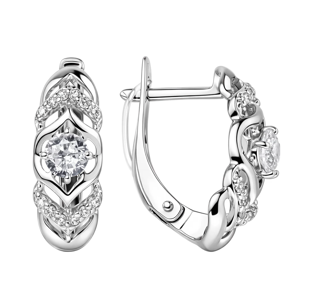 Серьги с фианитами из серебра 925 пробы