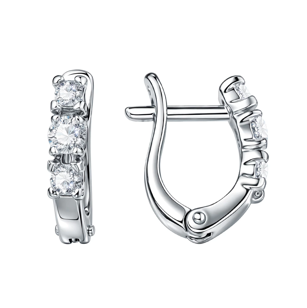 Серьги с фианитами из серебра 925 пробы