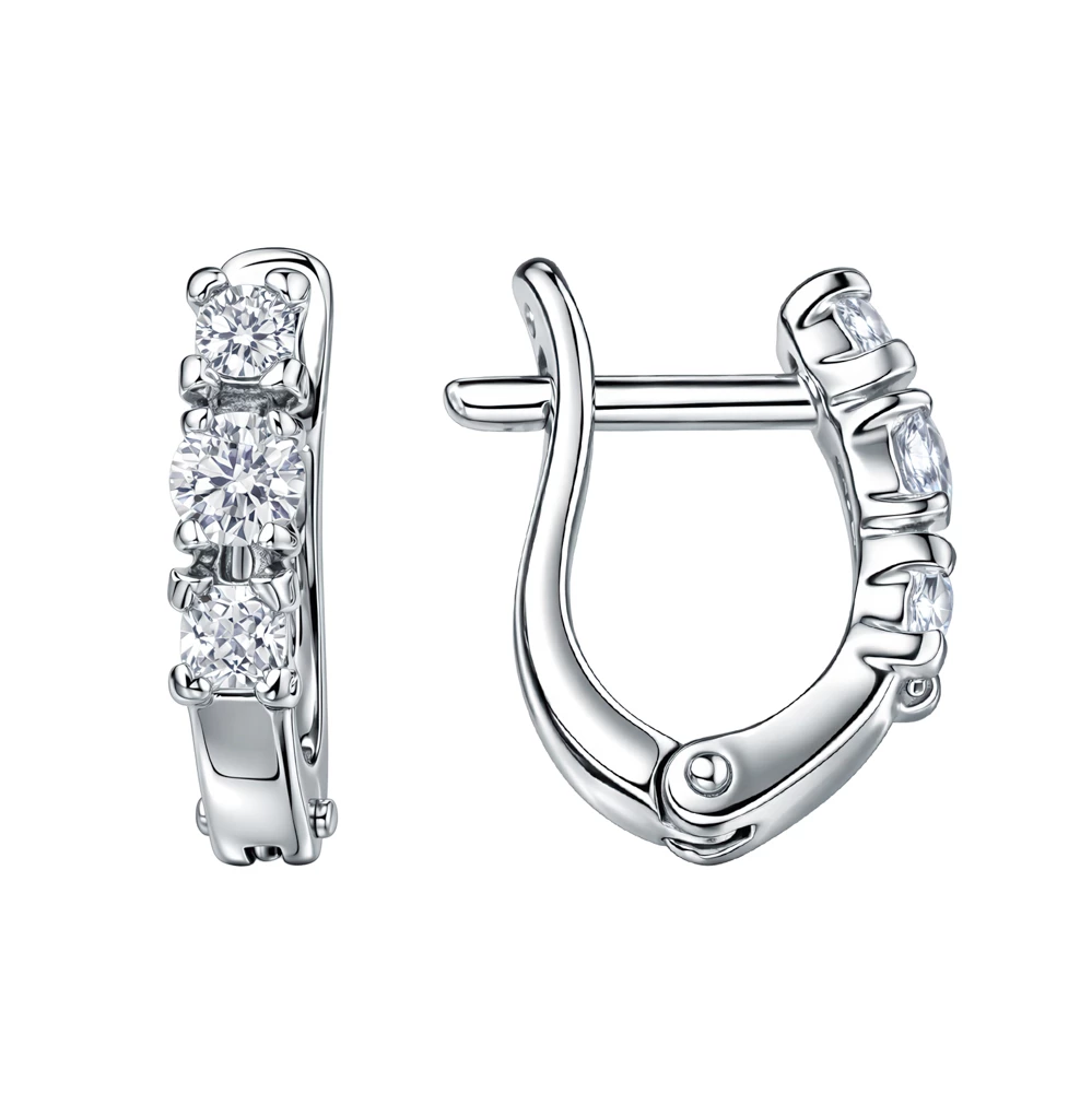 Серьги с фианитами из серебра 925 пробы