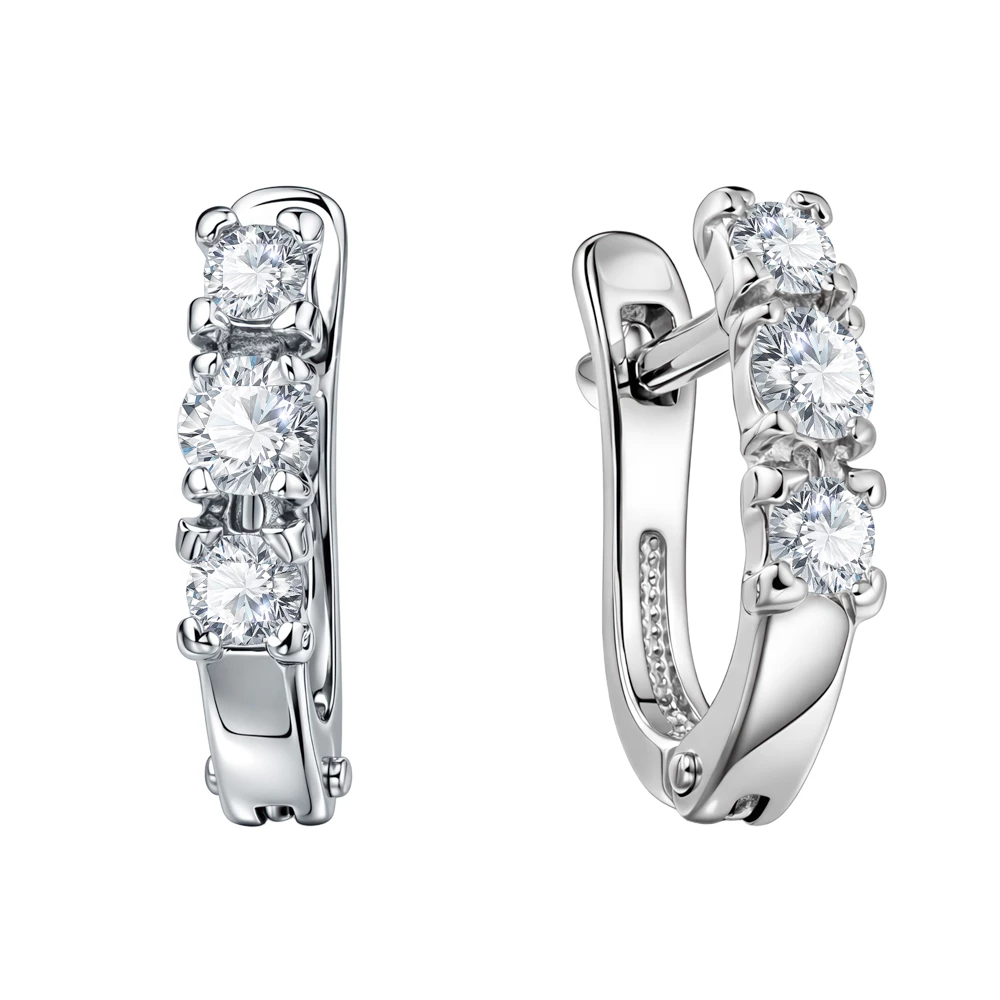 Серьги с фианитами из серебра 925 пробы