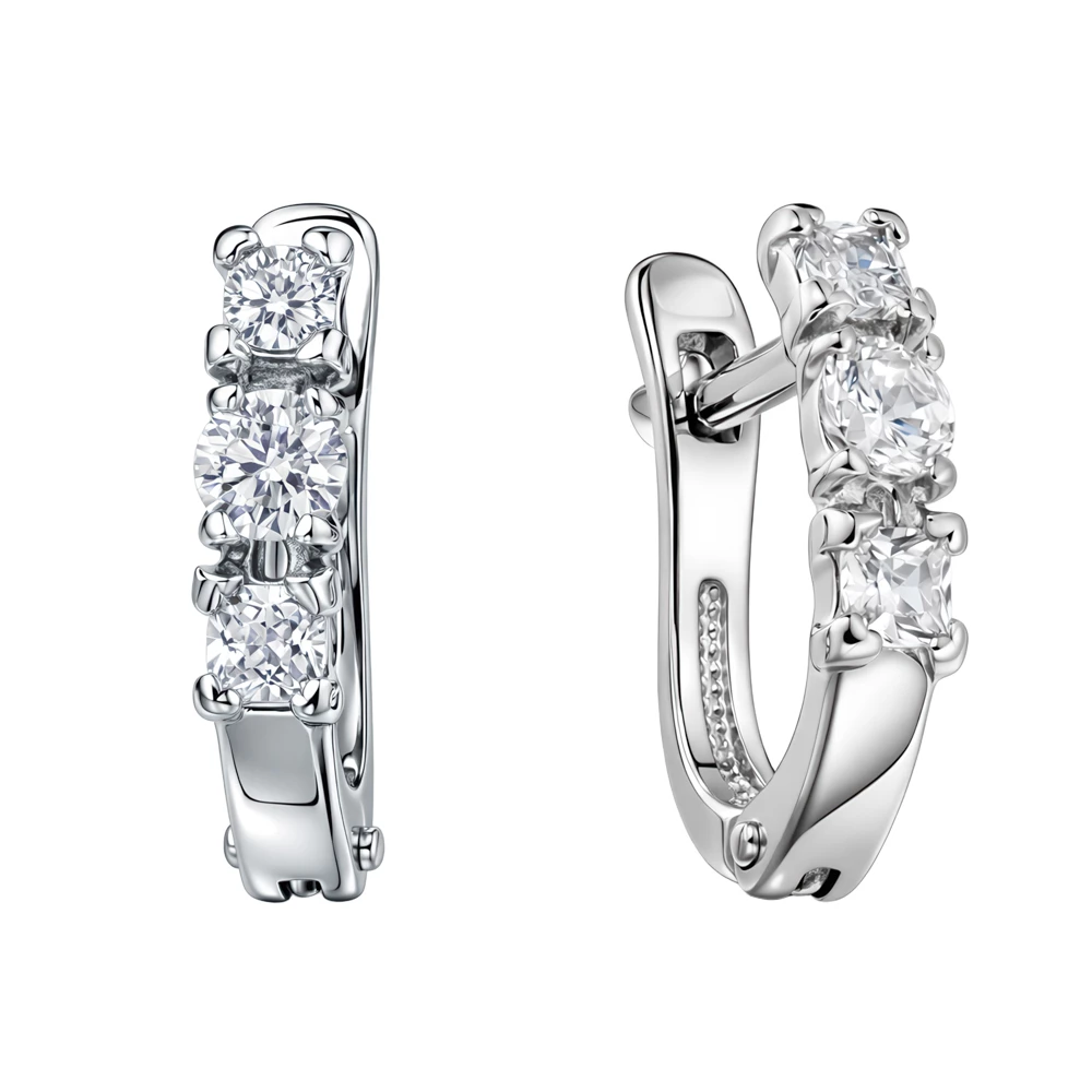 Серьги с фианитами из серебра 925 пробы