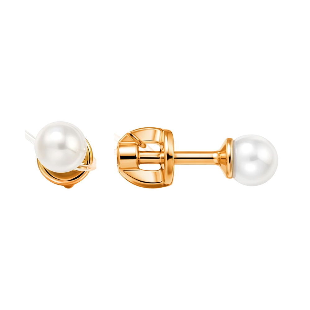 Серьги с искусственным жемчугом из серебра 925 пробы