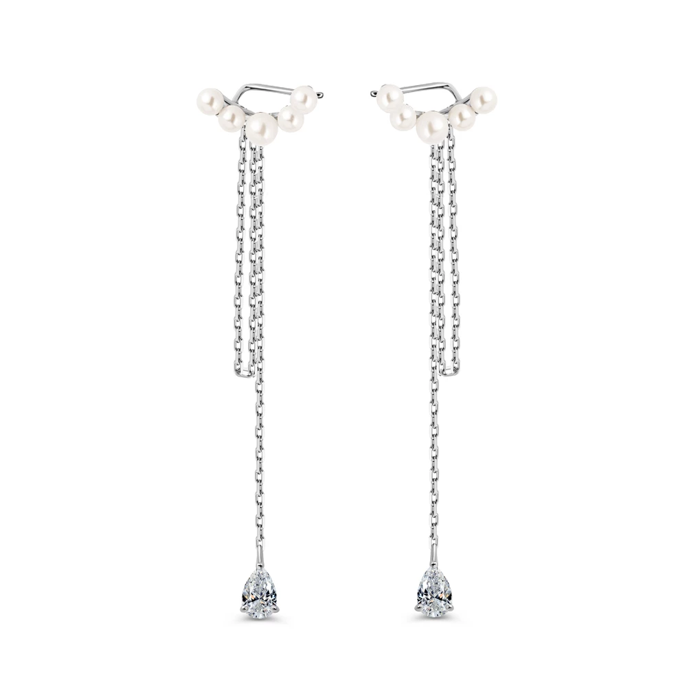 Серьги с искусственным жемчугом из серебра 925 пробы