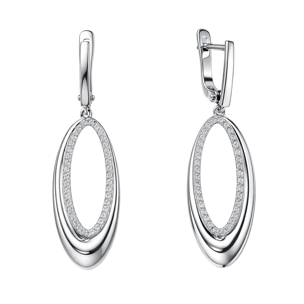 Серьги с фианитами из серебра 925 пробы