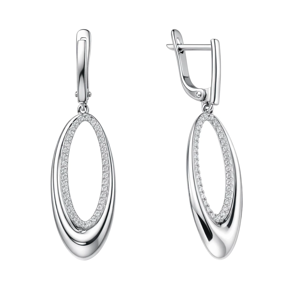 Серьги с фианитами из серебра 925 пробы