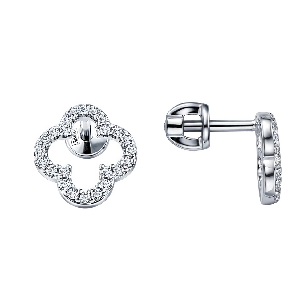 Серьги с фианитами из серебра 925 пробы