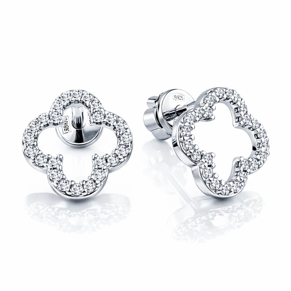 Серьги с фианитами из серебра 925 пробы