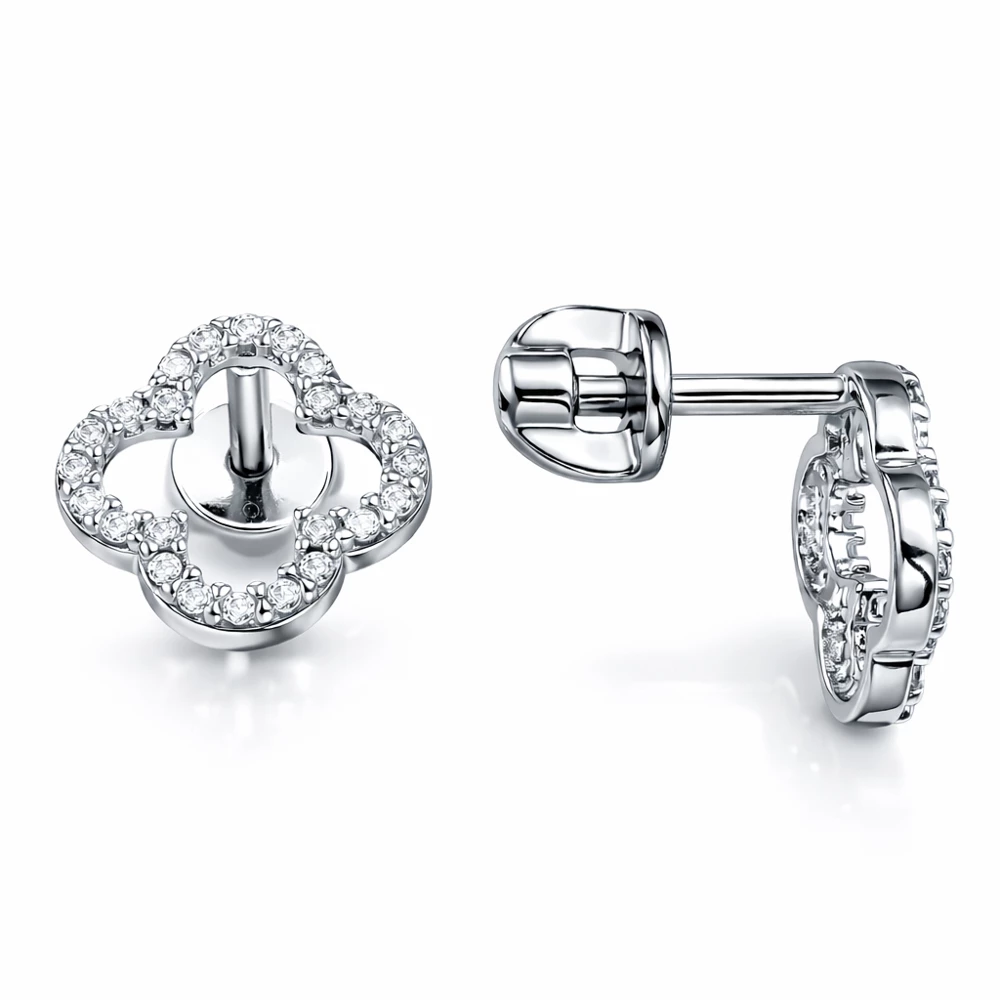 Серьги с фианитами из серебра 925 пробы