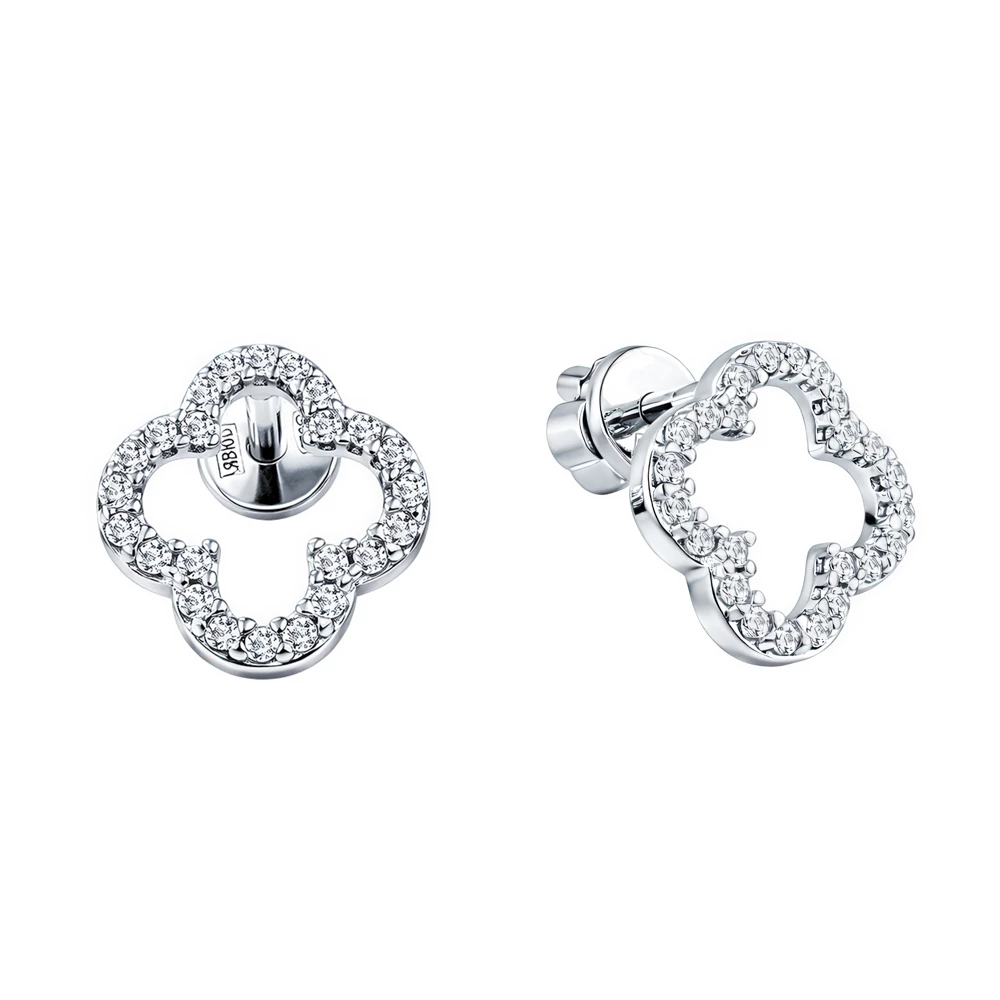 Серьги с фианитами из серебра 925 пробы