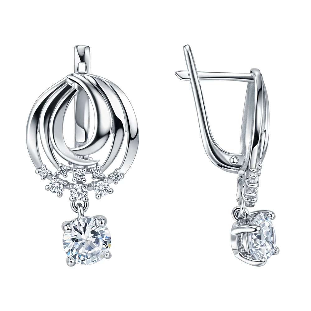Серьги с фианитами из серебра 925 пробы