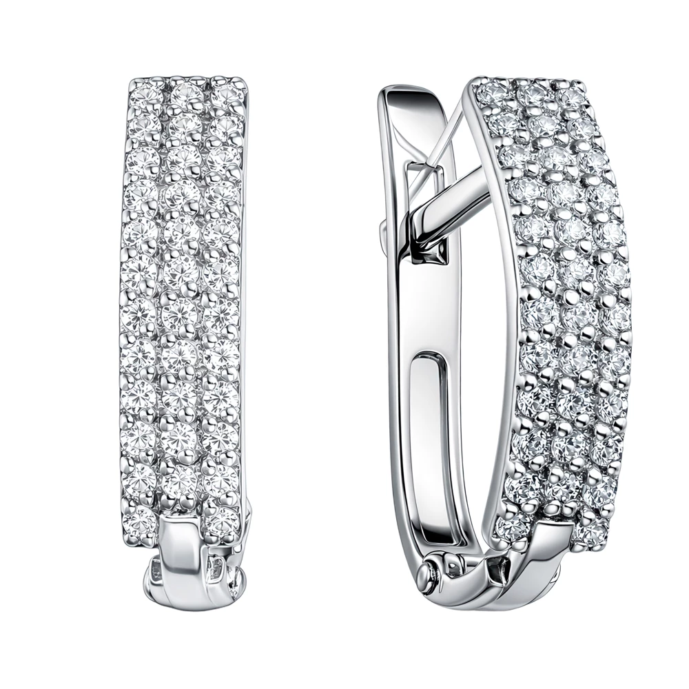 Серьги с фианитами из серебра 925 пробы