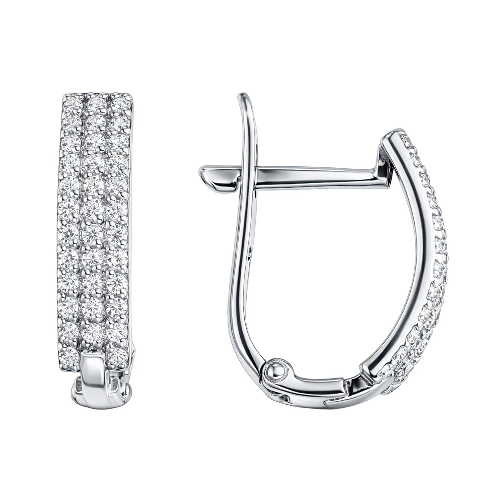 Серьги с фианитами из серебра 925 пробы