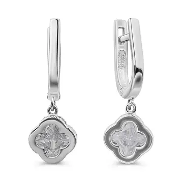 Серьги с фианитами из серебра 925 пробы