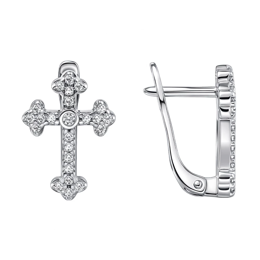 Серьги с фианитами из серебра 925 пробы