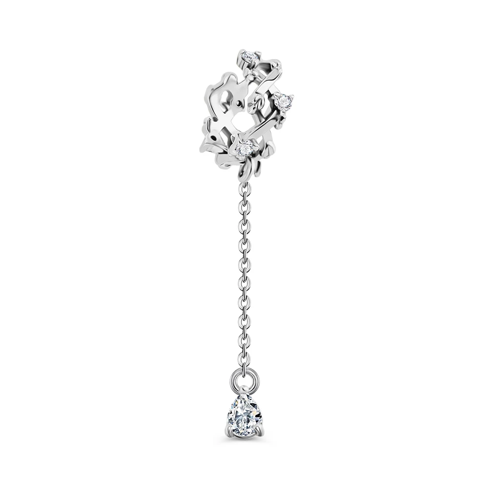 Серьга с фианитами из серебра 925 пробы