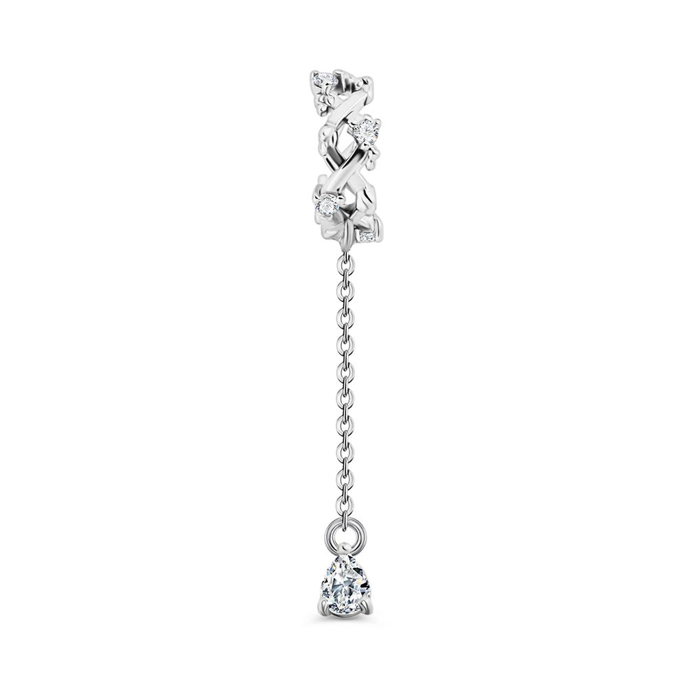 Серьга с фианитами из серебра 925 пробы