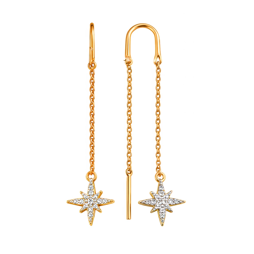 Серьги с фианитами из серебра 925 пробы