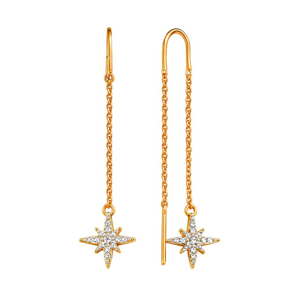 Серьги с фианитами из серебра 925 пробы