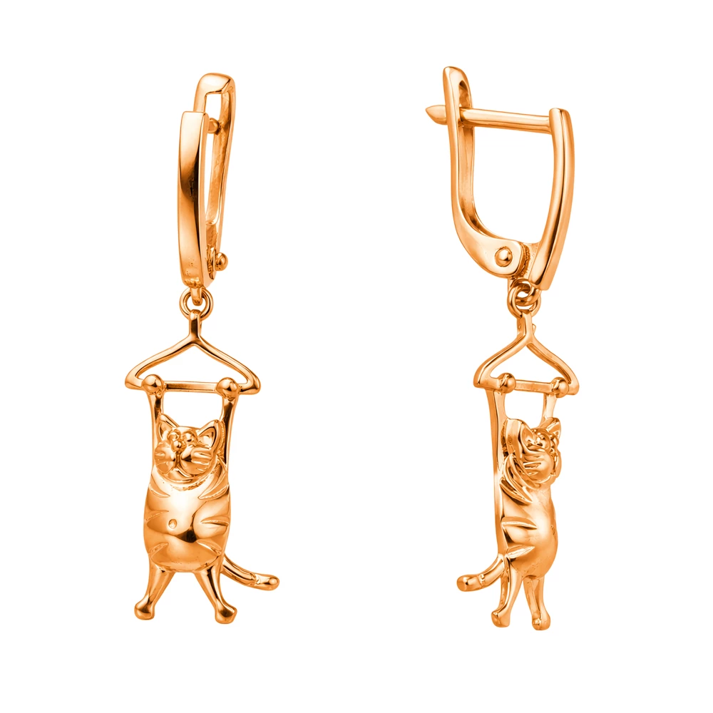 Серьги  Кошка из серебра 925 пробы