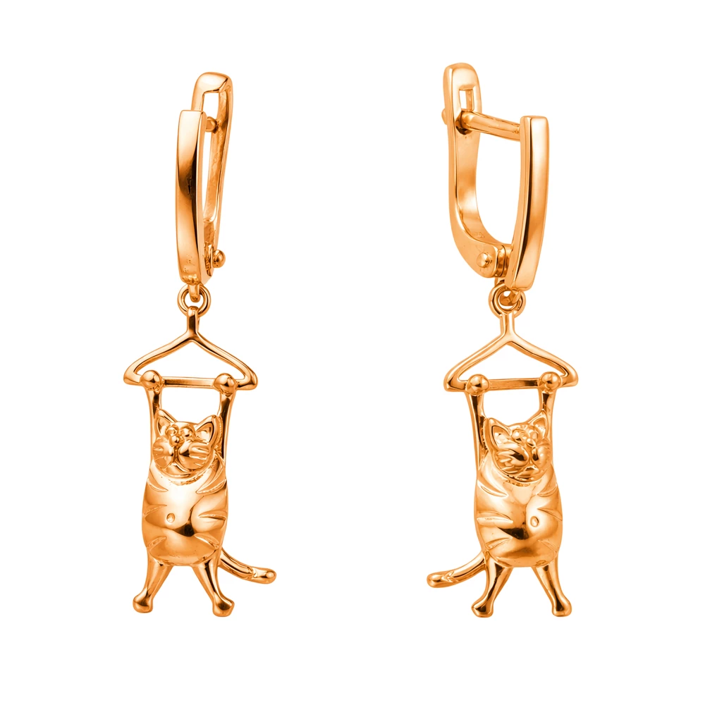 Серьги  Кошка из серебра 925 пробы