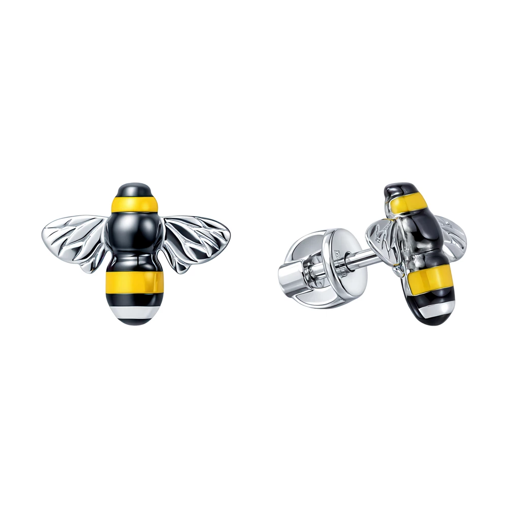 Серьги  Пчелка из серебра 925 пробы