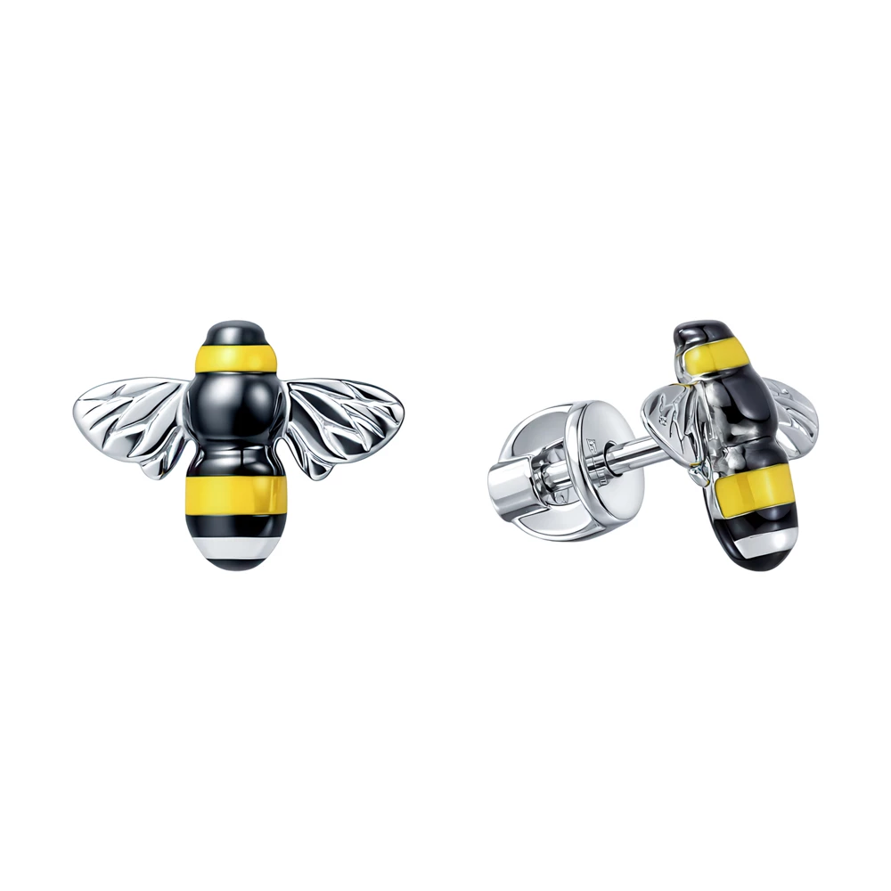 Серьги  Пчелка из серебра 925 пробы