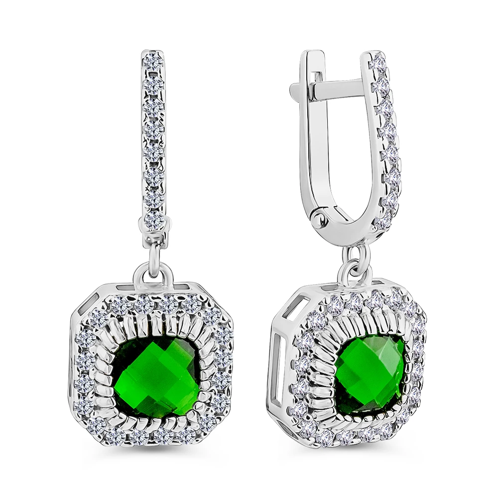 Серьги с фианитами из серебра 925 пробы