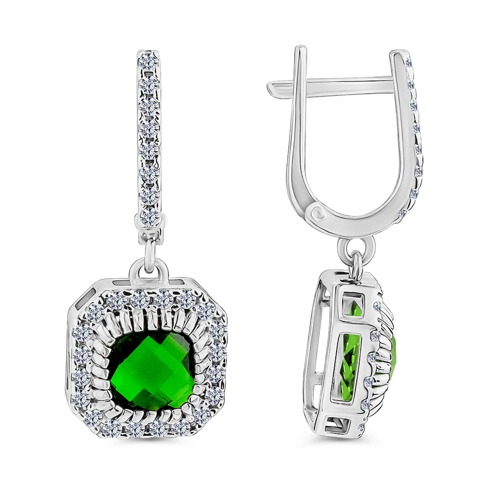 Серьги с фианитами из серебра 925 пробы