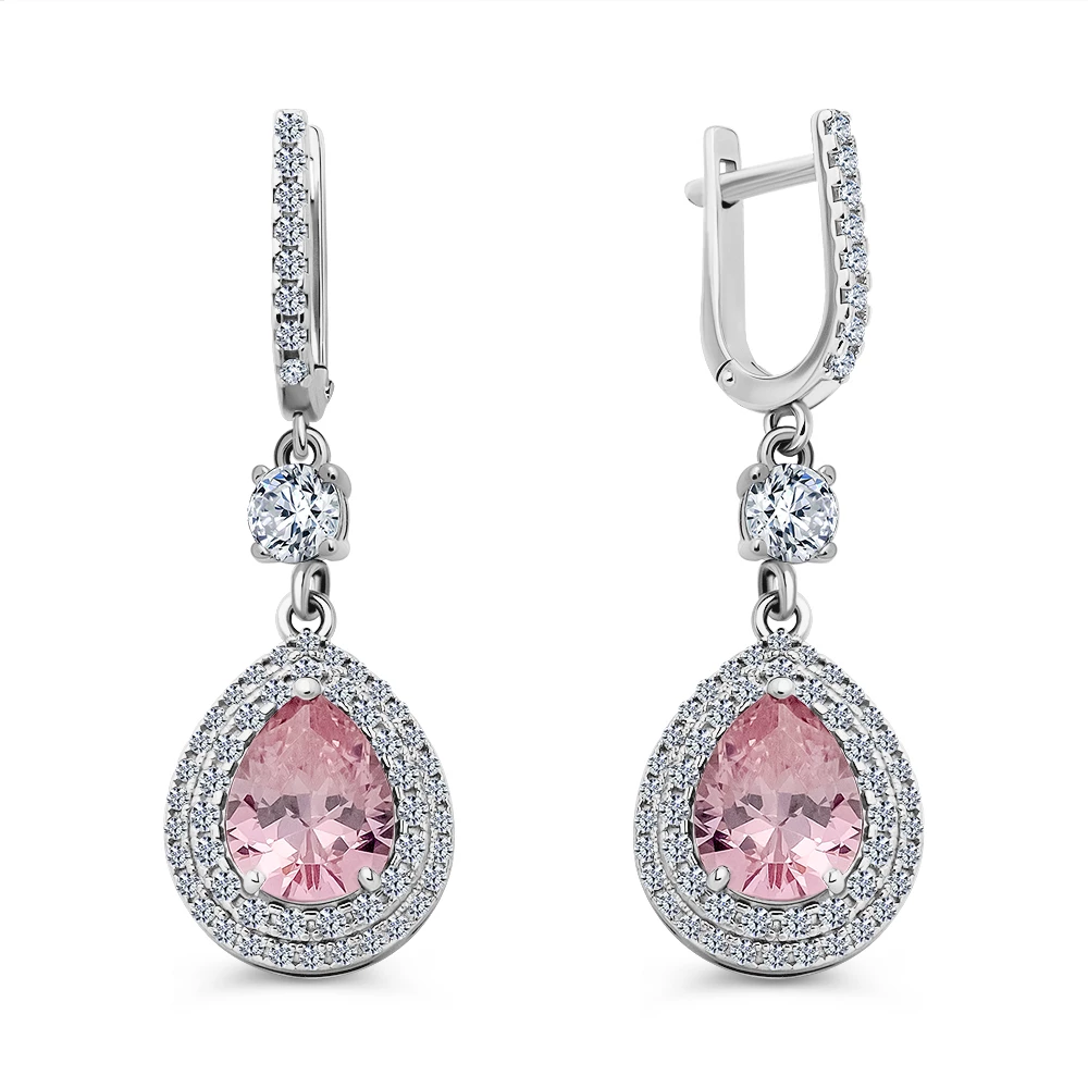 Серьги с фианитами из серебра 925 пробы