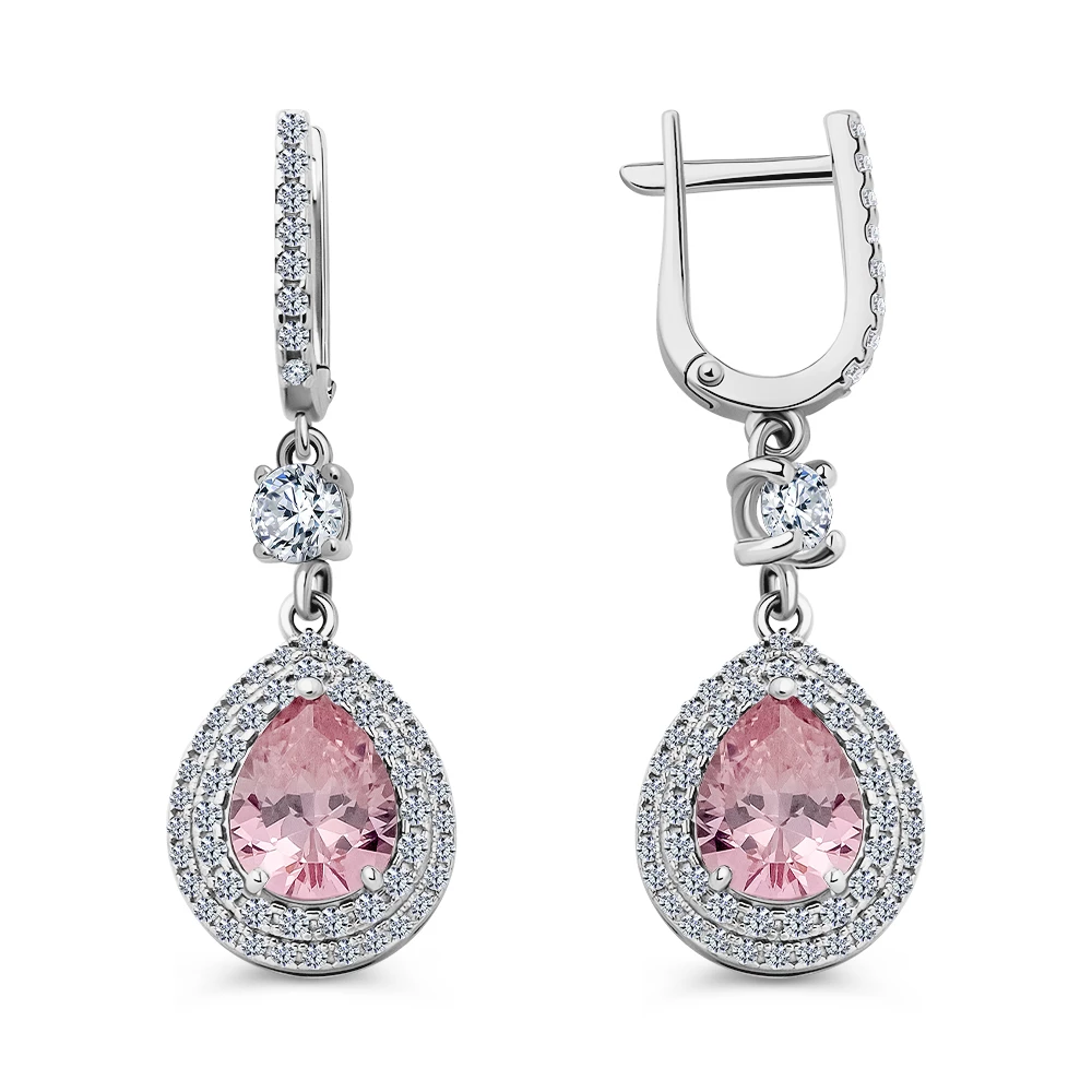 Серьги с фианитами из серебра 925 пробы