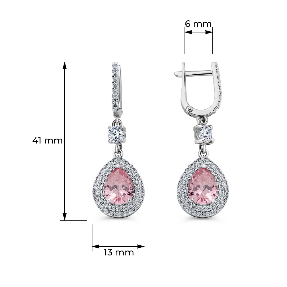 Серьги с фианитами из серебра 925 пробы