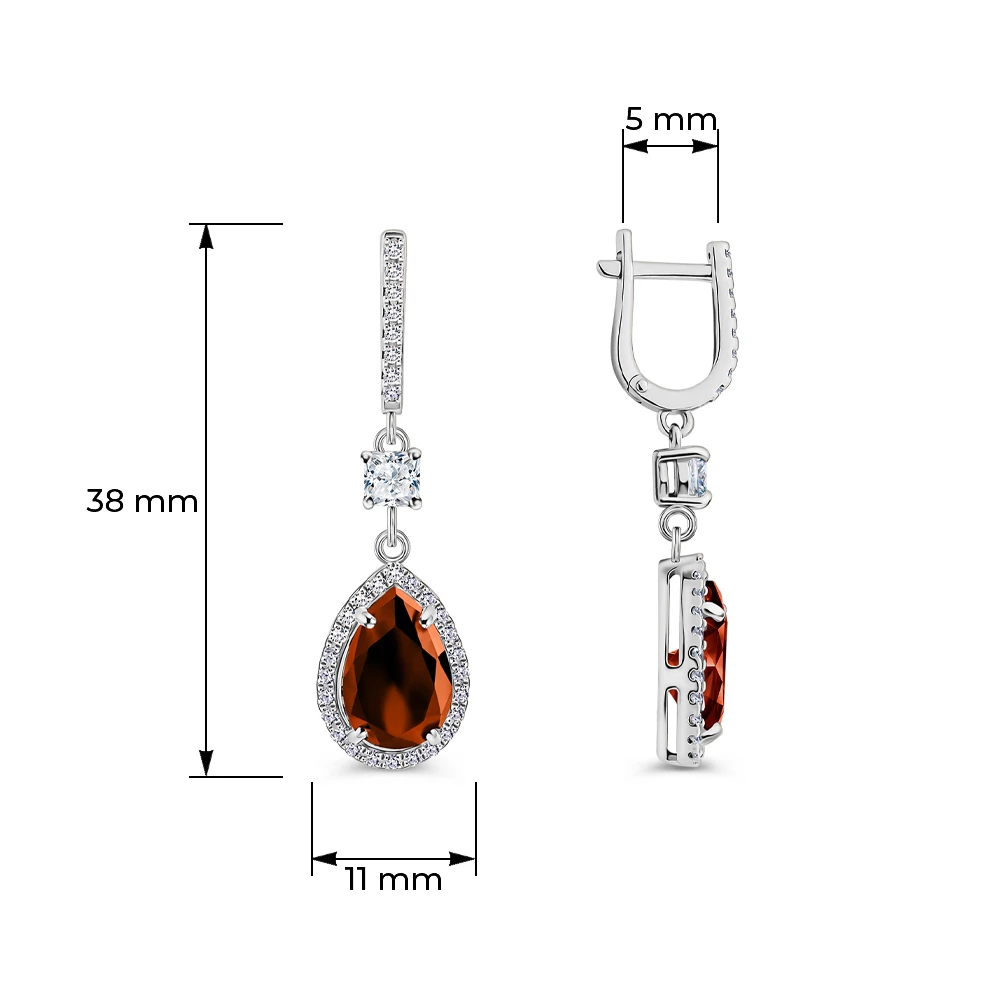 Серьги с фианитами из серебра 925 пробы