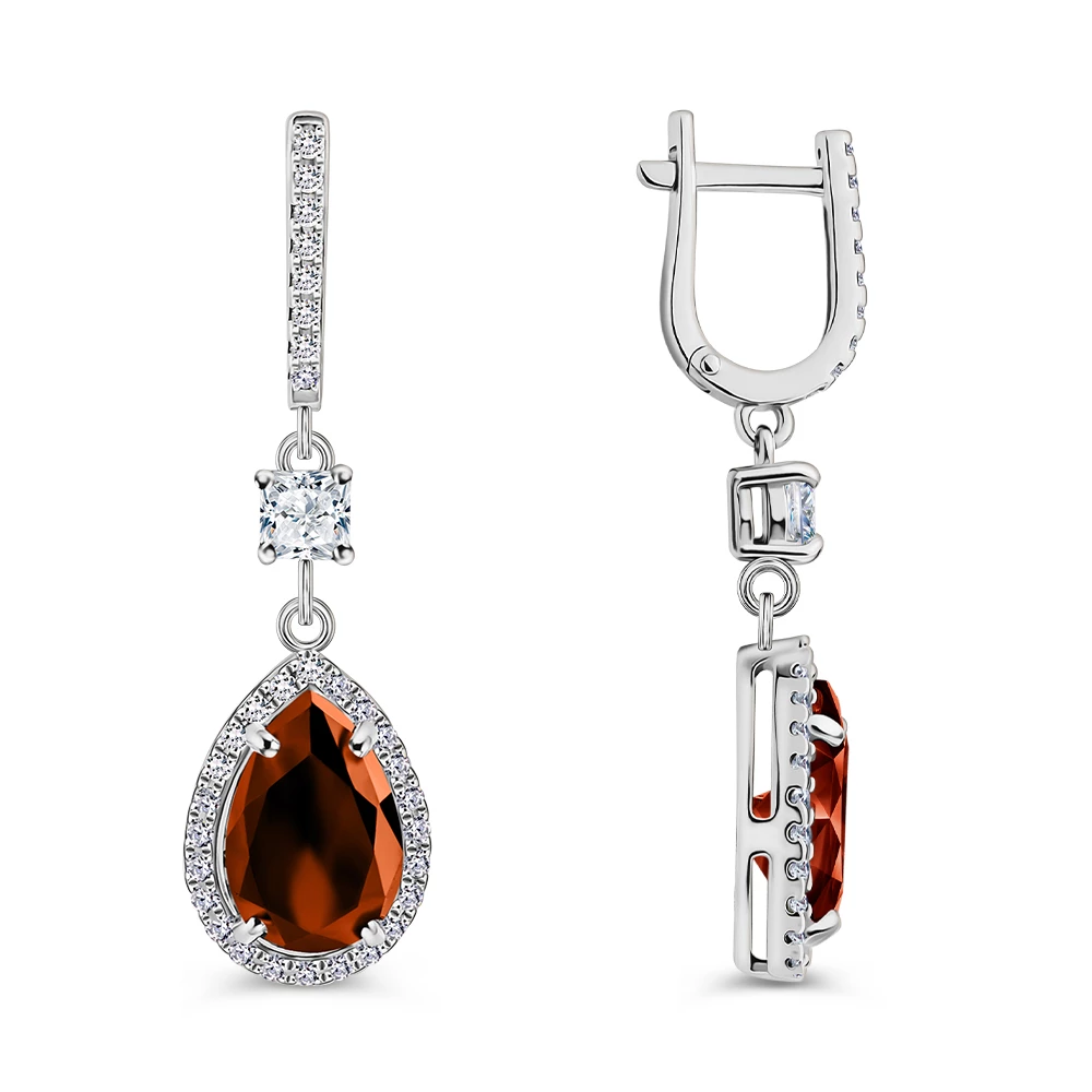 Серьги с фианитами из серебра 925 пробы