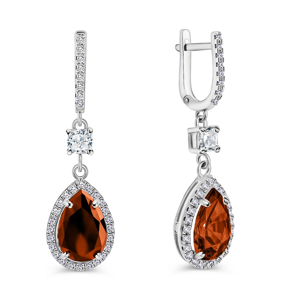 Серьги с фианитами из серебра 925 пробы