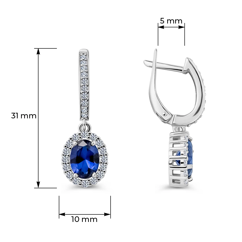 Серьги с фианитами из серебра 925 пробы