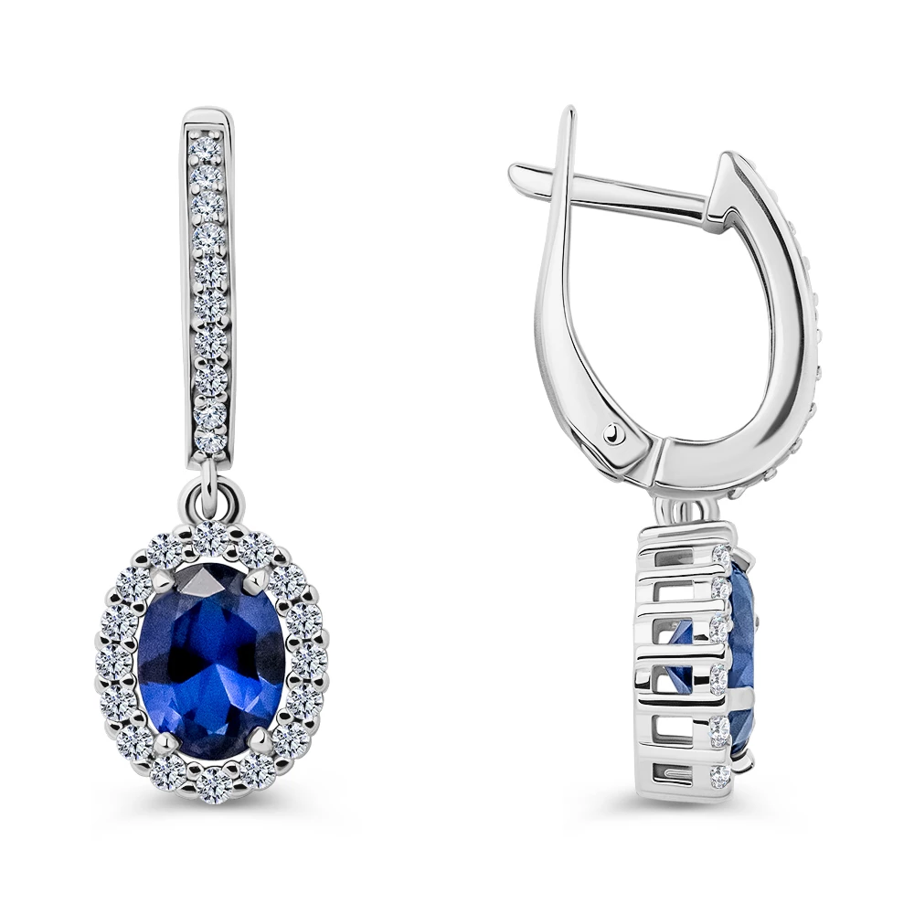 Серьги с фианитами из серебра 925 пробы