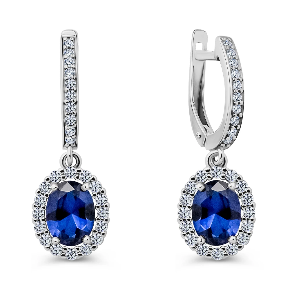 Серьги с фианитами из серебра 925 пробы