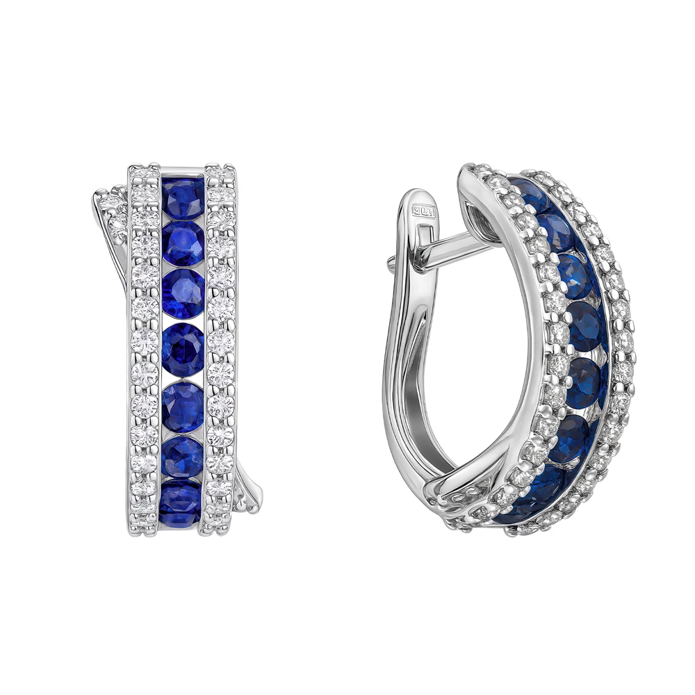 Серьги с фианитами из серебра 925 пробы