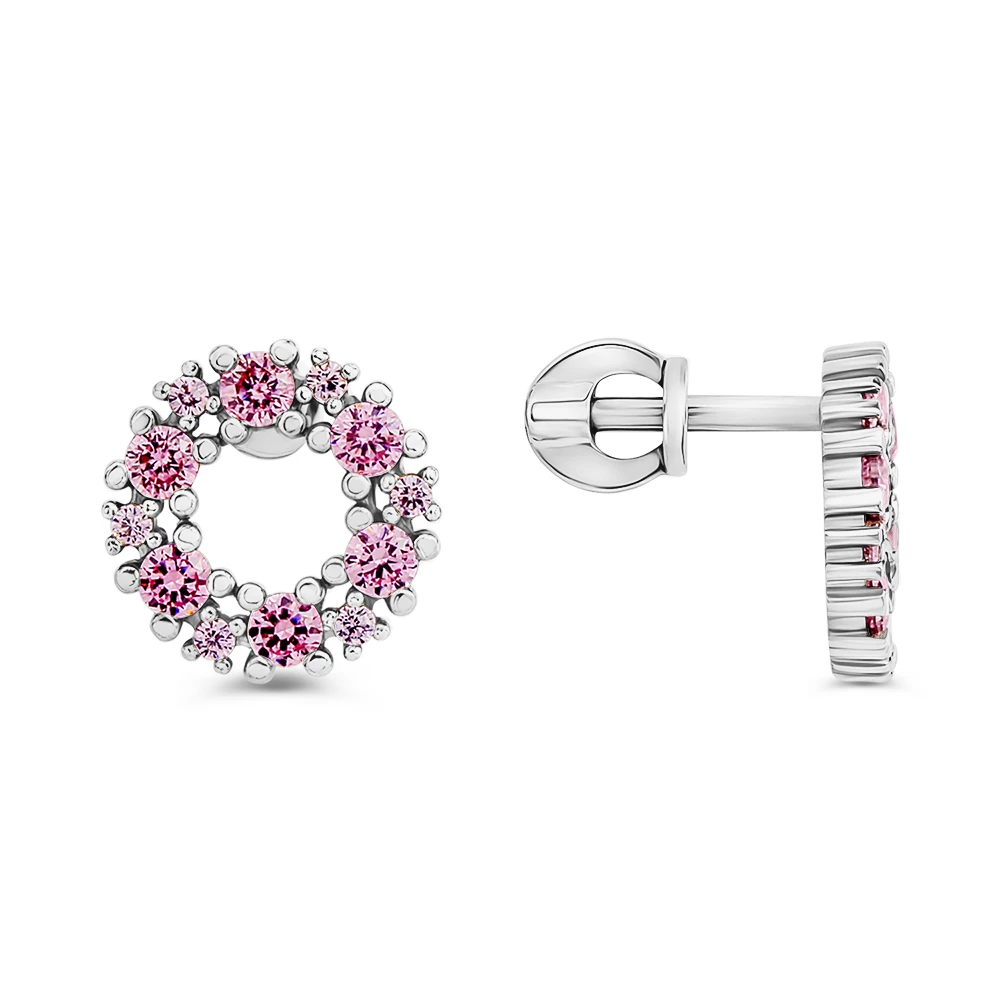 Серьги с фианитами из серебра 925 пробы