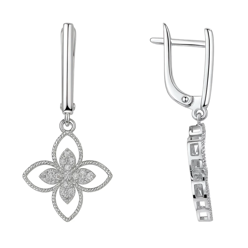 Серьги с фианитами из серебра 925 пробы