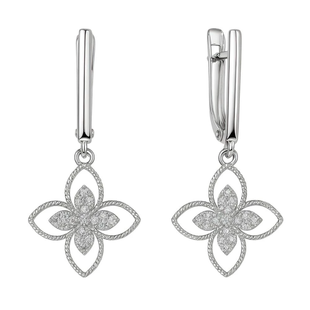 Серьги с фианитами из серебра 925 пробы